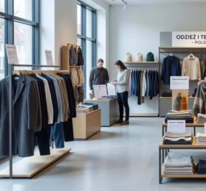 Nowoczesny showroom odzieżowy prezentujący tekstylia Kool Haft